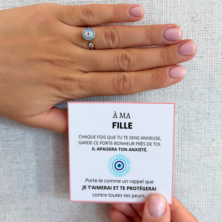 À Ma Fille - Bague Œil Porte-Bonheur I Anti-Stress Rotative I Ajustable