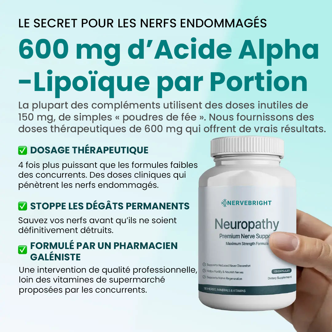 NerveBright™ Soutien Nerveux | Dites adieu aux brûlures et aux engourdissements nerveux en seulement 3 jours !