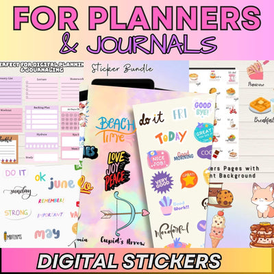 15,000 Pages Planners, Journals, Templates, & 8000 Digital Stickers with Resell Rights!