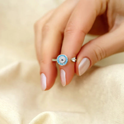À Ma Fille - Bague Œil Porte-Bonheur I Anti-Stress Rotative I Ajustable